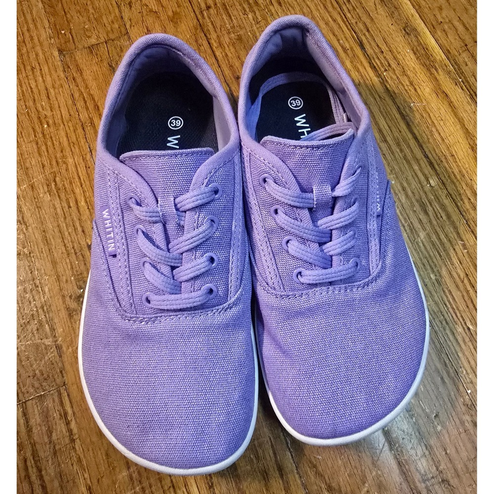 WHITIN W87 Barefoot Canvas Sneakers Purple Wide Toe Box Minimalist EU 39 Women 8